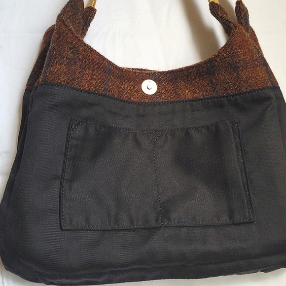 HARRIS TWEED BROWN Leather Straps. Brown Blue Bag. Shoulder Bag - Picture 8 of 15